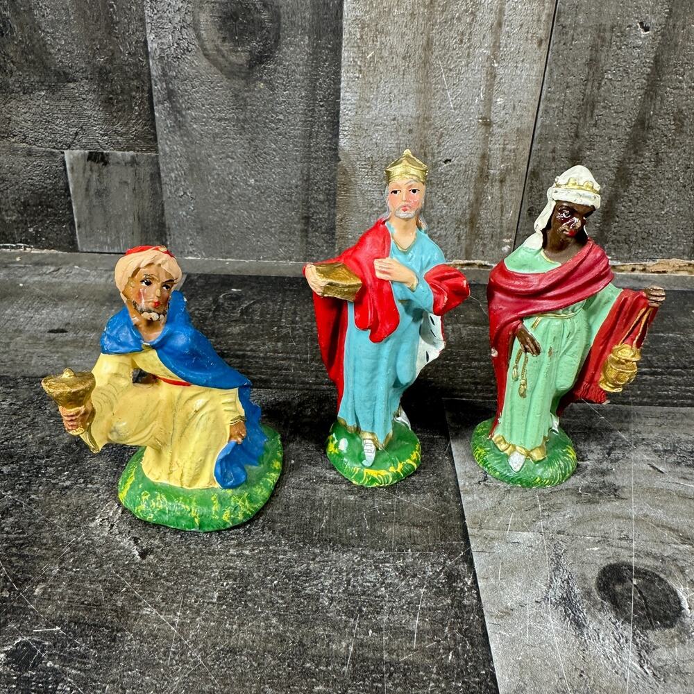 Vintage Italy Nativity 3 Wise Men Magi Figures Christmas‎ Set 3"